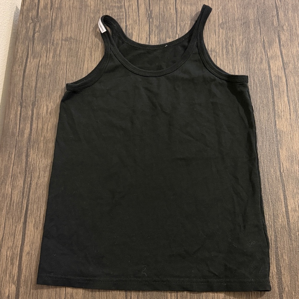 Dolce & Gabbana Girl’s Black Ribbed Tank Top 100% Cotton Designer Minimalist
